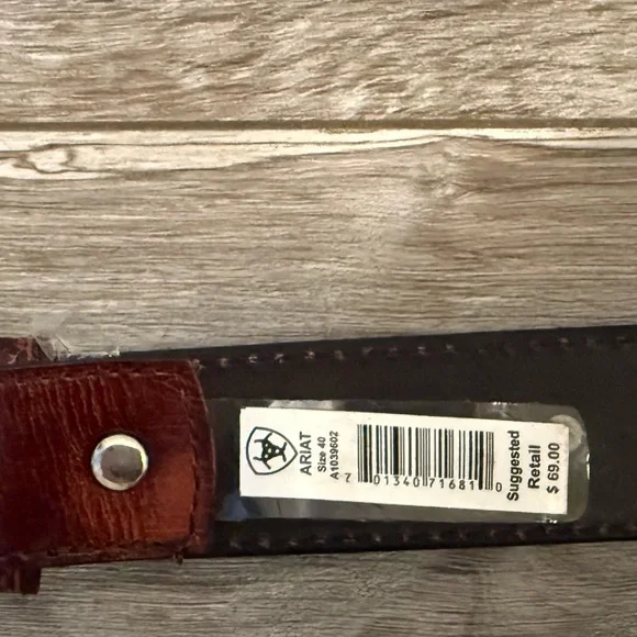 Ariat Black and Brown Leather Belt - Picture 3 of 3